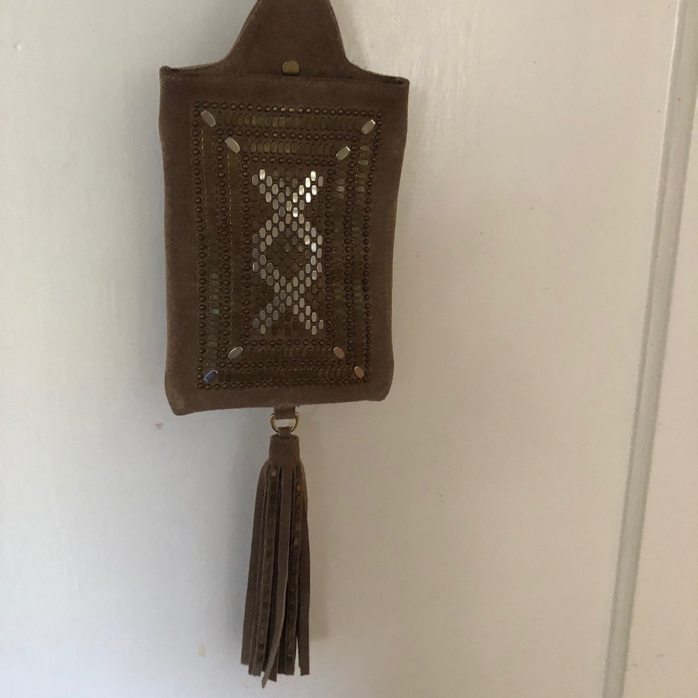 CALLEEN CORDERO SUEDE TAUPE CROSSBODY BAG